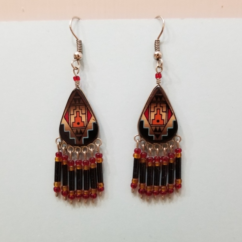 Tribal Print Bead Earrings